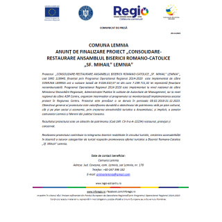Finalizarea proiectului de reabilitare a bisericii Sfântul Mihail